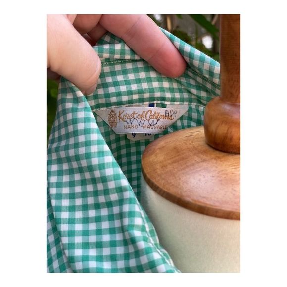 1960s Gingham Shirt Ruffles Western Cottagecore - Picture 5 of 13